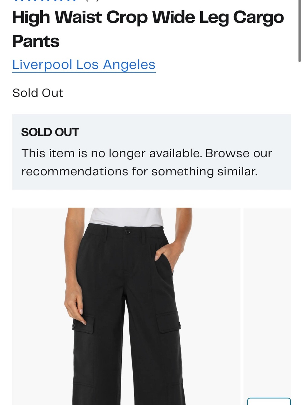 High Waist Crop Wide Leg Cargo Pants - Black